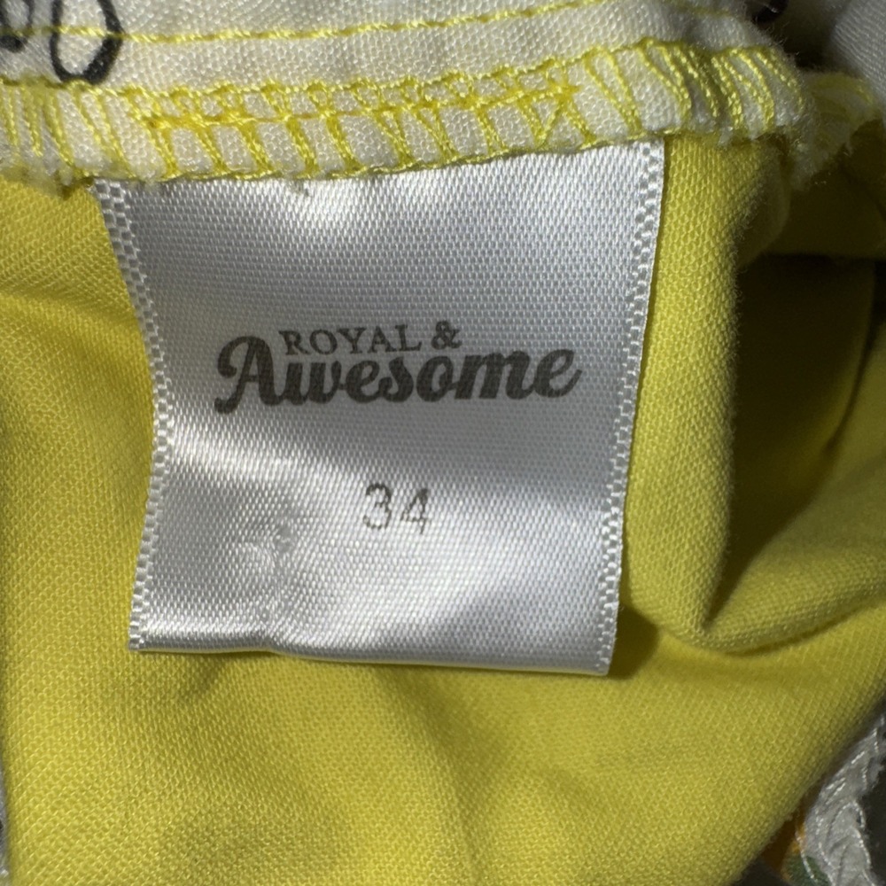 Royal &‎ Awesome Golf Shorts Mens 34 Yellow Cotton Stretch Tee Holder Logo - Picture 3 of 9